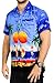 LA LEELA Men's Aloha Hawaiian Shirt Short Sleeve Button Down Casual Beach Party Orange