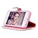 iPhone SE Case,iPhone 5S Case,iPhone 5 Case - Mavis's Diary 3D Handmade Wallet PU Leather with Bling Sparkly Diamonds Elegant Pink Flower with Butterfly Magnetic Clip Card Holders Soft TPU Inner Cover