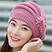 AutumnFall Fashion Womens Flower Knit Crochet Beanie Hat Winter Warm Cap Beret (Purple)