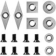 Tungsten Carbide Cutter, 8pcs Cutters Inserts Set with 8pcs Screws for Wood Lathe Turning Tools, Carbide Turning Tool for Woo