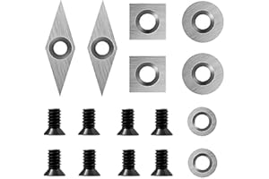 Tungsten Carbide Cutter, 8pcs Cutters Inserts Set with 8pcs Screws for Wood Lathe Turning Tools, Carbide Turning Tool for Woo