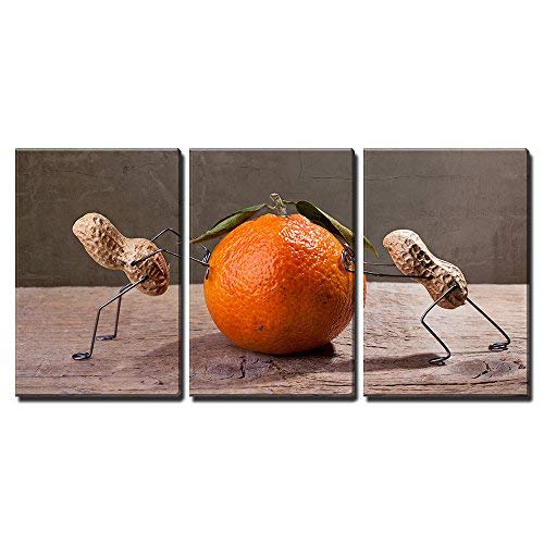 Miniature with Peanut People Working Against Each Other Home Art x3 Panels