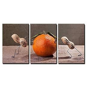 3 Piece Canvas Wall Art - Miniature with Peanut People Working Against Each Other - Modern Home Art Stretched and Framed Ready to Hang - 16"x24"x3 Panels