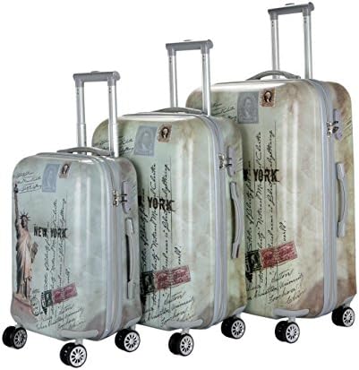 TERMINAL Luggage 3 PCS Suitcase Set 20''+24"+28" Trolley Bags | Durable Hard-Shell ABS+PC With 360° Spinner Wheels, Lightweight, Ergonomic Handle, Full Lining &amp; TSA Lock | Colorful Prints (New York)