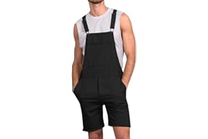 Runcati Mens Casual Bib Overall Shorts Lightweight Cotton Loose Fit Denim Jumpersuit Walkshort Pockets Rompers