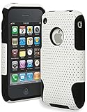 iPhone 3 Phone Case, Bastex Heavy Duty Hybrid Soft Black Silicone Gel Cover Hard White Mesh Case for iPhone 3, 3G, 3S, 3GS