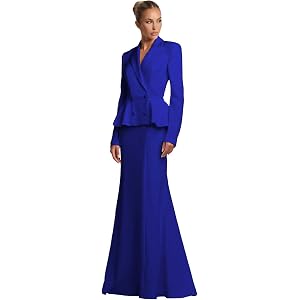 Women's 2 Piece Formal Suit Dress Double Breasted Blazer and Mermaid Skirt Wedding Guest Outfits