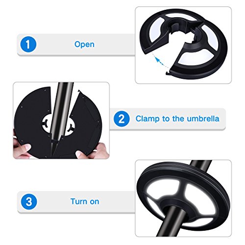 OYOCO Warm White Patio Umbrella Light 2 Brightness Modes Cordless 36