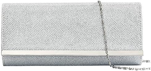 Womens Evening Clutch Bag Wedding Purse Bridal Prom Handbag Party Bag Hard Case with Detachable Chain
