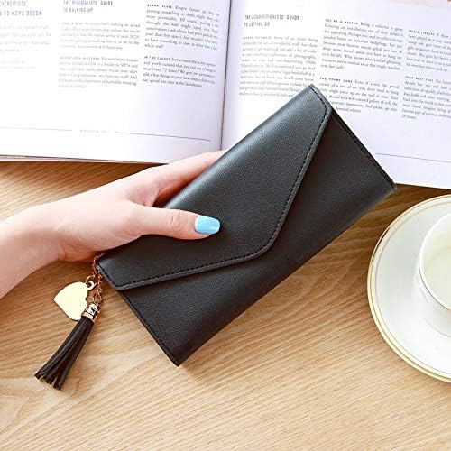 Molylove Long Wallets for Women Ladies PU Leather Credit Card Case ID Window Card Holder Coin Purse (Black) - Image 3