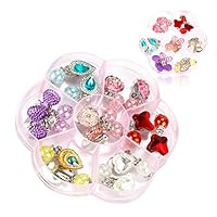 Hifot 7 Pairs Clip on Earrings Girls, No Pierced Design Earrings Dress up Pretend Princess Play Jewelry Accessories for Kids