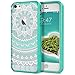 SmartLegend iPhone 5 5S Case, iPhone SE Clear Hybrid Case with Henna Mandala Floral Design Transparent Hard Plastic Back + Soft TPU Bumper Cover for iPhone 5 5S SE - Mint