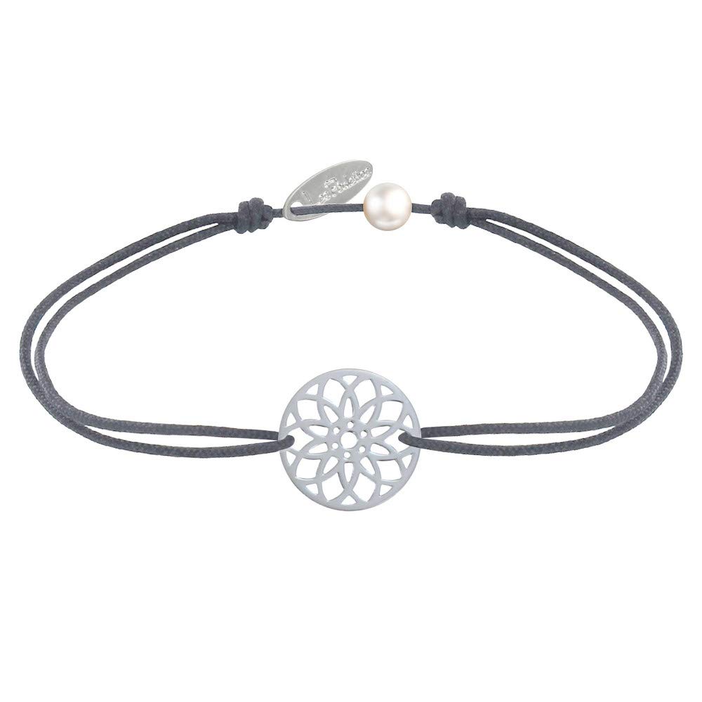 LES POULETTES BIJOUX - Bracelet Link 925 Silver Medal Mandala Seed of Life - Grey