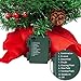 JOYIN 22” Prelit Tabletop Mini Christmas Tree with Holly Berries and Pine Cones, 100 Branch Tips & Warm White LED Lights in Red Cloth Bag for Best Home and Office Christmas Decorations