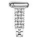 Handgear Band Compatible with Apple Watch, Handmade Classy Bling Crystal Rhinestone Diamond Bracelet Strap Replacement Band Series 7 6 5 4 3 2 1 Se (BD Silver, 38mm/40mm/41mm)