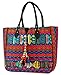 Women Large Shoulder Tote Bag Woven Canvas Casual Handbag Shopping Red Blue Hippie Unique Style