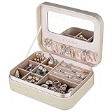 B.Catcher Jewelry Box for Women Small and Portable Golden PU Leather Jewelry Travel Case