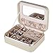 B.Catcher Jewelry Box for Women Small and Portable Golden PU Leather Jewelry Travel Case