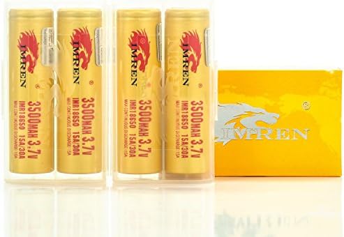 V Force IMR 18650 3500MAH 15/30A FT 3.7V batteries | 4-Pack | GOLD SERIES IN PROTECTION CASE lithium original li-ion flat top high drain rechargeable battery