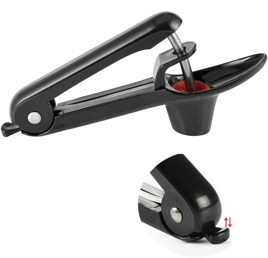 Cherry Pitter or Stoner, Olive Pitter Remover, Cherry Core or Seed Remover with Good Grips Handle & Food Grade Silicone Cup (Black)