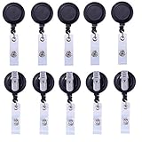 Outus 10 Pieces Retractable Badge Reel ID Badge Holder Reel with Swivel-back Alligator Clip, Black