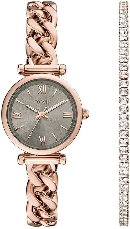 Carlie Uhr für Damen, Quarzwerk mit Edelstahl- oder Lederarmband Rose-Gold-Ton