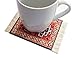 Set of 4 Rug Table Coasters – Oriental Design Fabric Carpet Drink Mats Absorbent Kitchen and Dining Accessories, Spill & Drip Protection, Rectangular, Red Blue