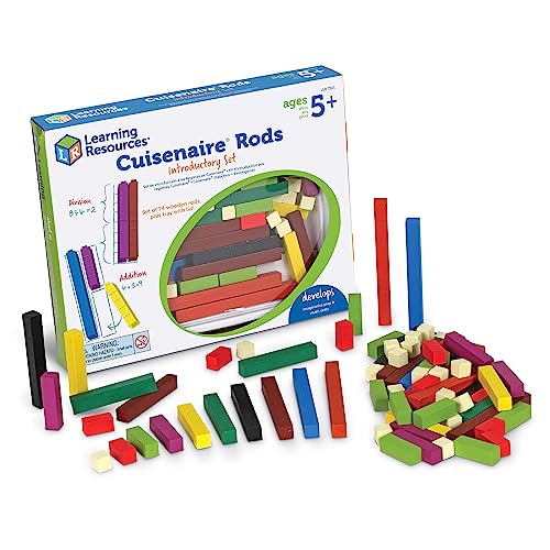 Cuisenaire Rods Kit for Fractions, Wood, Grades 4-6 (12 Trays, 1 Set of Overhea…
