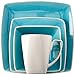 Gibson Elite Urban Luxe Square Reactive Glaze Stoneware Dinnerware Set, Service for 4 (16pcs), Turquoise