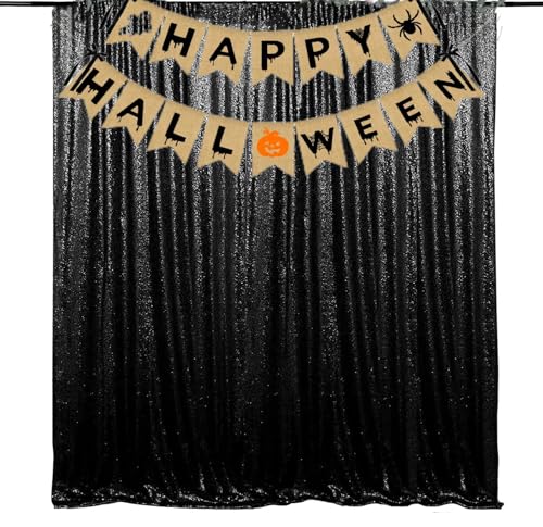 JYFLZQ Black Sequin Backdrop Curtains
