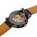 Gute Classic Steampunk Bling Automatic Mechanical Wristwatch See Through Skeleton Automatic Unisex Watch (Gold)