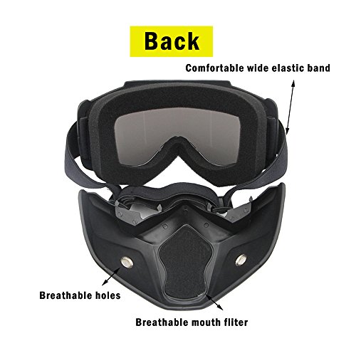 image for Comfysail Motorcycle Mask with Detachable Goggles and Mouth Filter Fog