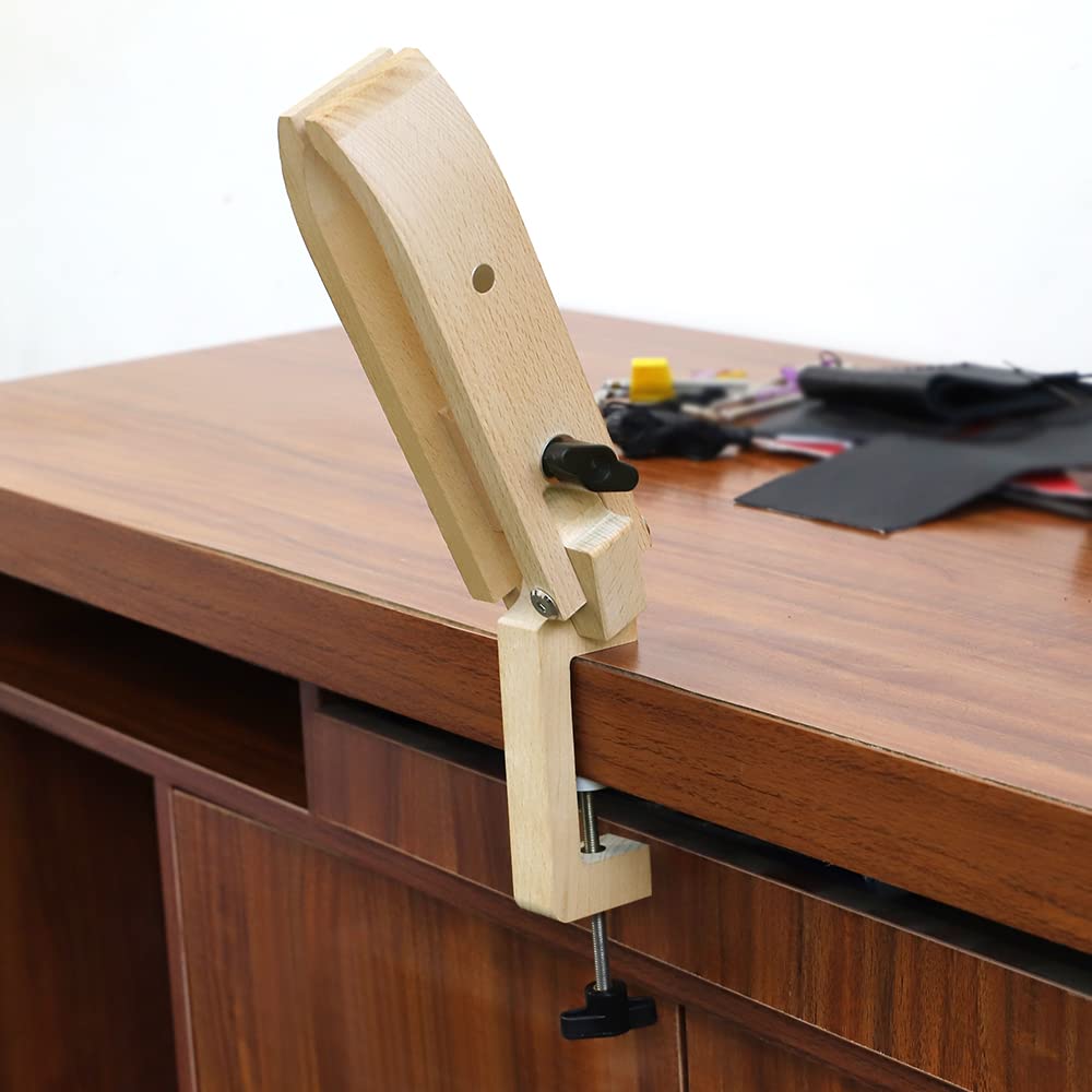 Stitch Pony,FASTTOBUY Beech Wood Foldable Leather-Pony Table Desktop Stitching Pony Horse Clamp,Leather Sewing Pony Horse Clamp for DIY Hand Stitching Leather Clamping