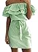 Shele Women's Casual Off Shoulder Striped Ruffles Strapless Short Dresses Mini Dresses