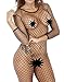 YOGINGO Black Fishnet Bodysuit Open Crotch Bodystockings For Women Crotchless, Black-2, One Size