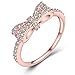 JUST N1 18K Rose Gold Plated Cute Bow Knot Design Engagement Rings for Girls Women, Size 6 to 11
