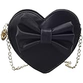 Goclothod Girls Bowknot Mini Coin Purse Heart Shape Cross Body Handbag Shoulder Bag Wallet Black