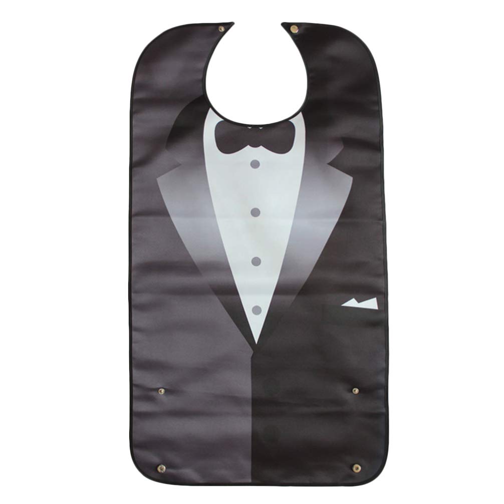 MILISTEN Adult Bibs for Elderly Waterproof Eating Apron with Optional Crumb Catcher Washable Mealtime Clothing Protector for Elderly Seniors and Disabled (Black)