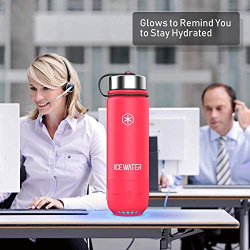 ICEWATER 3-in-1 Smart Stainless Steel Water Bottle(Glows to Remind You to Stay Hydrated)+Bluetooth Speaker+ Dancing Lights,20 oz,Stay Hydrated and Enjoy Music,Great Gift