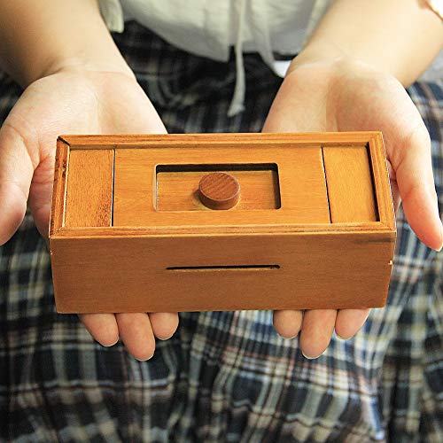 ATDAWN Puzzle Gift Case Box with Secret Compartments, Wooden Money Box to Challenge Puzzles