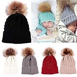 AMA(TM) Mom and Baby Winter Warm Knitted Wool Beanie Cap Hemming Hat