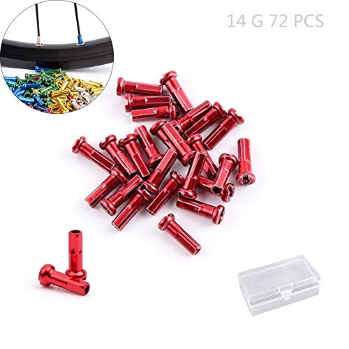 Juland 72 PCS Alloy Spoke Nipples Bike Spoke Nipples End Tips Nipples End Caps Wheel Spoke Nipples Decor for Mountain Road Bicycles 14G - Red - Thumbnail 4