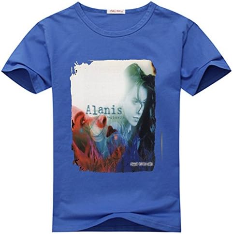 YufangGao Mens T-shirts Cool Alanis Morissette Jagged Little Pill Pattern Cartoon Navy Blue Size XL