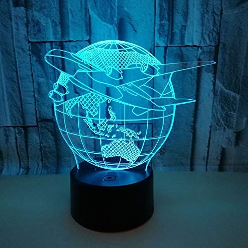 Earth Aircraft LED Colorful Gradient 3D Stereo Table Lamp Touch Remote USB Night Light Desk Bedside Creative Decoration Gift Decoration Protect Eyes