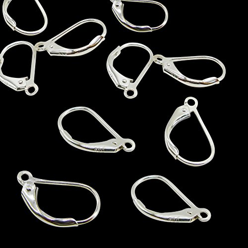 TOAOB 8Pcs Sterling Silver French Earring Hook Lever Back Earwires 16 x 12mm Hypo-allergenic Jewelry Findings - Thumbnail 2