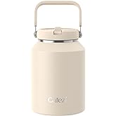 Cafezi 64 oz Insulated Water Bottle with Flip Straw, Vacuum Insulated Stainless Steel Jug with Top Handle, Leak-Proof Lid, Sweat-Free, Wide Mouth, Keeps Ice Cold up to 34 Hours