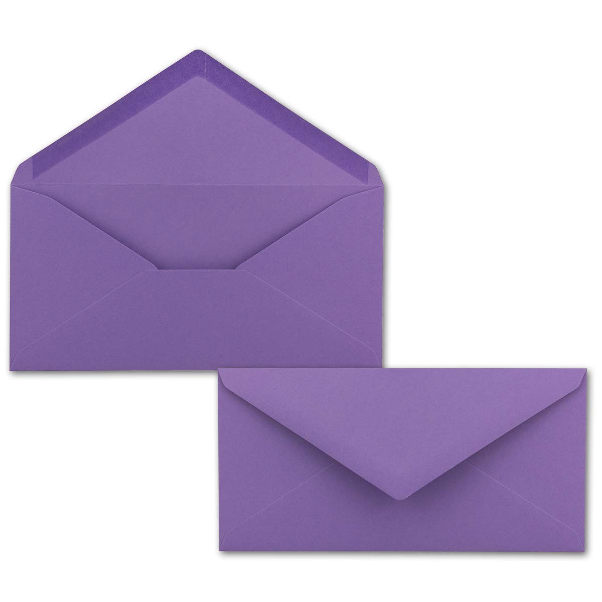 Gummed Envelopes | DL Format 110 x 220 mm | Completely Coloured Paper | Postal Envelopes Without Window | Ideal for Christmas, Greeting and Invitation Cards | FarbenFroh Series 100 Umschläge Purple — image 1