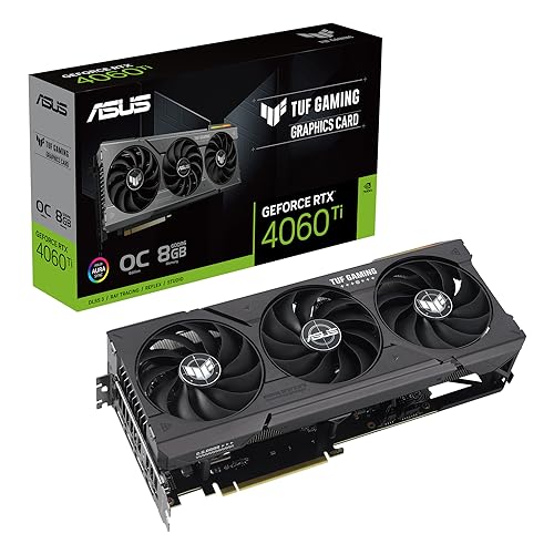 ASUS TUF Gaming GeForce RTX 4060 Ti 8GB GDDR6 OC Edition Gaming Grafikkarte (Nvidia Geforce RTX4060Ti DLSS 3, PCIe 4.0, 1x HDMI 2.1, 3X DisplayPort 1.