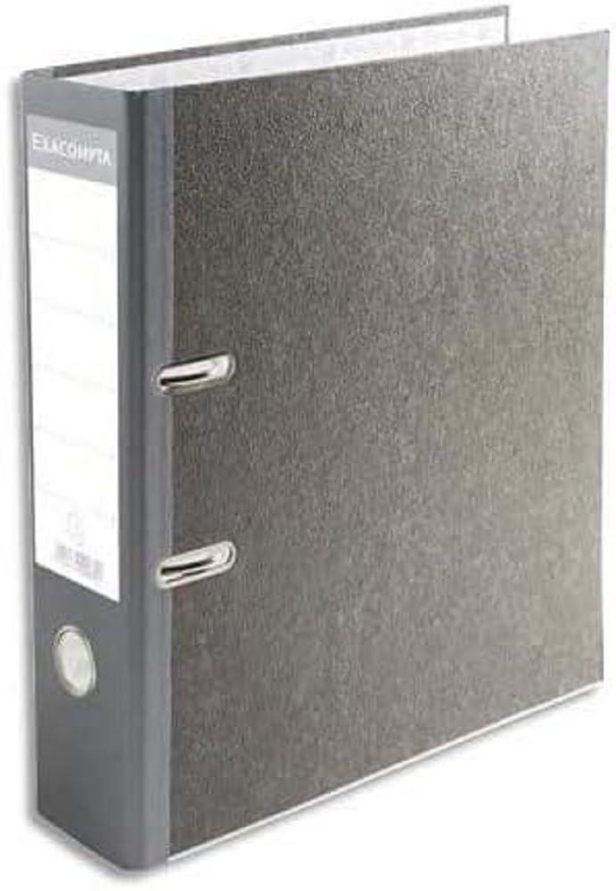 Exacompta - Ref 52070E - Lever Arch File - 320 x 290mm in Size, Suitable for A4 Documents, Metal Reinforced Finger Pull, 70mm Spine, 2 x 75mm Rings - Grey Spine