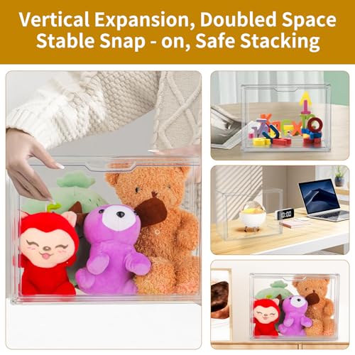Display Case - 36 x 27 x 23 cm Teca Plexiglass - Dustproof Display Case with Magnetic Door, Stackable, Multifunctional Display Case for Collections, Bags, Shoes, Books and 3D Puzzles